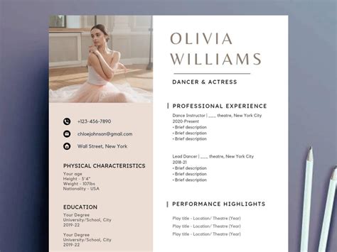 dancer cv|dance resume template for auditions.